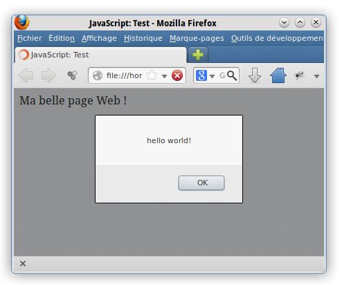 Javascript : code minimum Javascript dans une page HTML