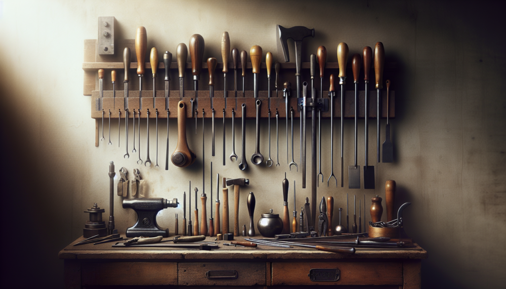 Outils en D dans un atelier bien organisé.