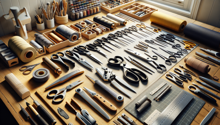 Présente une variété d'outils en forme de Z sur un établi en bois.