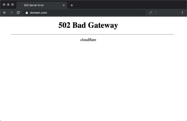 Illustration d'une erreur Cloudflare 502 pouvant s'appliquer aux causes d'une erreur 522 sur Bentomanga