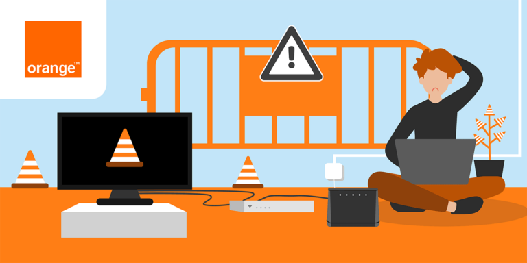 Décodeur TV Orange affichant un code erreur à l'écran