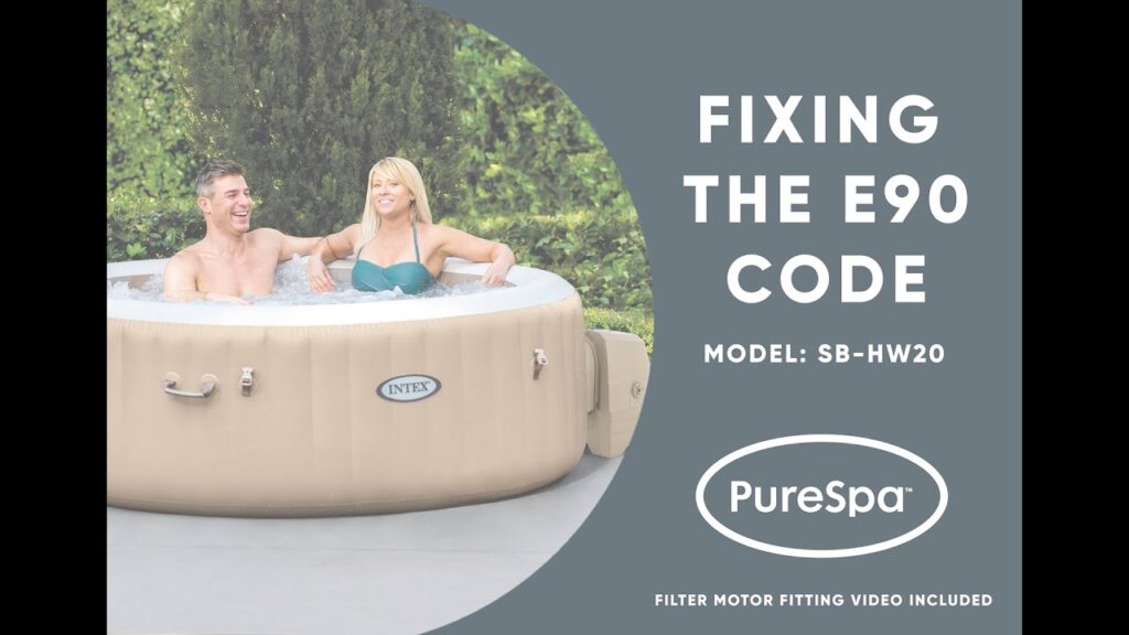 Code erreur E90 affiché sur le panneau de contrôle d’un spa Intex avec système de filtration visible