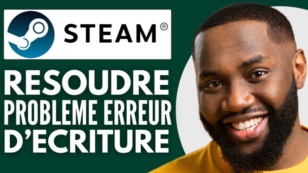 Écran montrant une erreur d'écriture sur le disque dans Steam avec une fenêtre Windows en arrière-plan