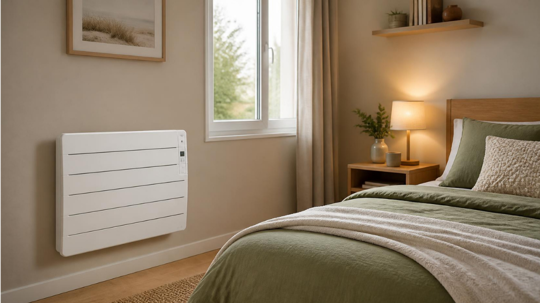 Radiateur électrique à inertie installé dans une chambre