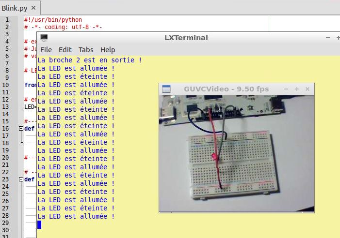 Programmer le pcDuino : Python simple : Sortie numérique : Faire clignoter une LED sans delay() en utilisant millis()