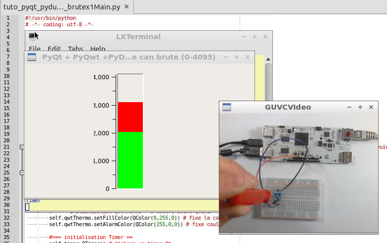 PyQt Lab&rsquo; : Mini-PC : pcDuino : Le résultat d&rsquo;une mesure analogique est affiché dans une interface graphique avec un widget « bargraph »