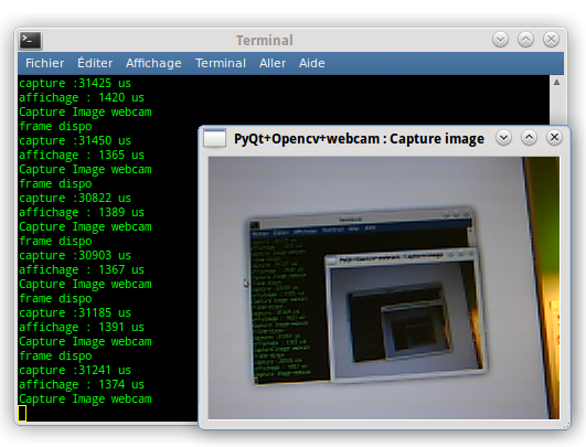 PyQt Lab&rsquo; : Capture Webcam avec OpenCV : évaluation du délai de capture (résultat : 30 fps max et délai capture = 30ms !)