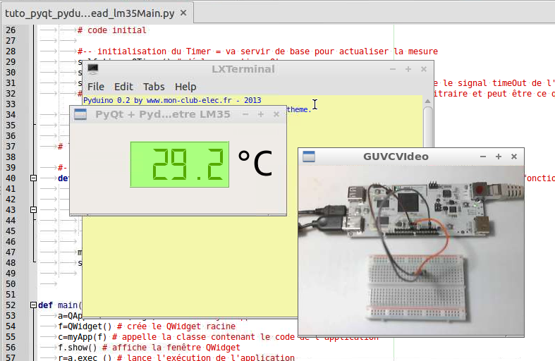 PyQt Lab&rsquo; : Mini-PC : pcDuino : Affichage de la température mesurée avec un LM35 dans une interface graphique avec un widget afficheur LCD