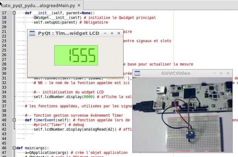 PyQt Lab&rsquo; : Mini-PC : pcDuino : Le résultat d&rsquo;une mesure analogique est affiché dans une interface graphique avec un widget afficheur LCD
