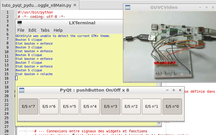 PyQt Lab&rsquo; : Mini-PC : pcDuino : Pyduino + PyQt : Interface graphique de contrôle de 8 sorties numériques ON/OFF.