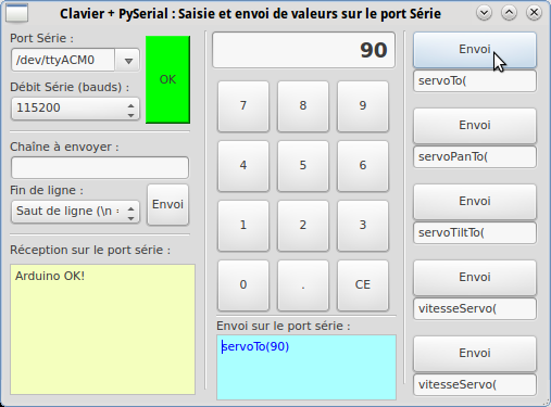 PyQt Lab&rsquo; : Port Série : en envoi : Envoyer sur le port série une valeur numérique saisie à l&rsquo;aide d&rsquo;un clavier graphique.