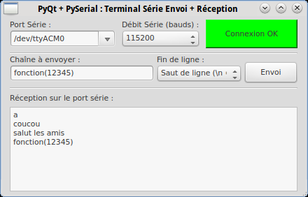 PyQt Lab&rsquo; : Série : Envoyer et recevoir des chaînes sur le port Série = créer un terminal série « Arduino-like » opérationnel !
